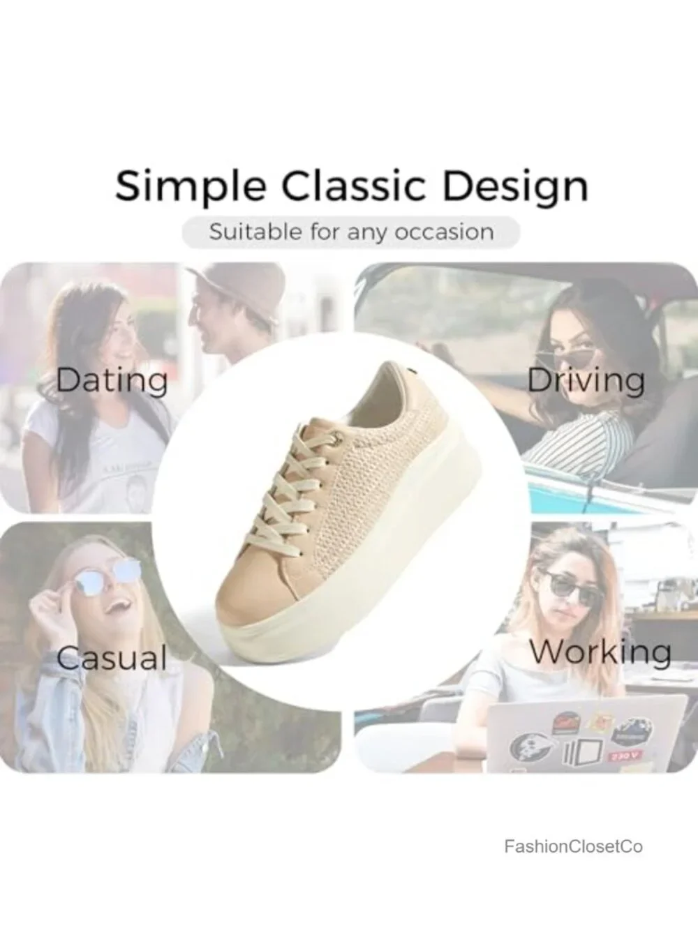 LUCKY STEP Women's Platform Fashion Sneakers Thick Sole Classic Low Top Casual